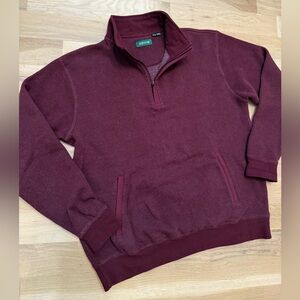 Orvis Men’s Quarter Zip Burgundy Sweatshirt Size Large Pockets